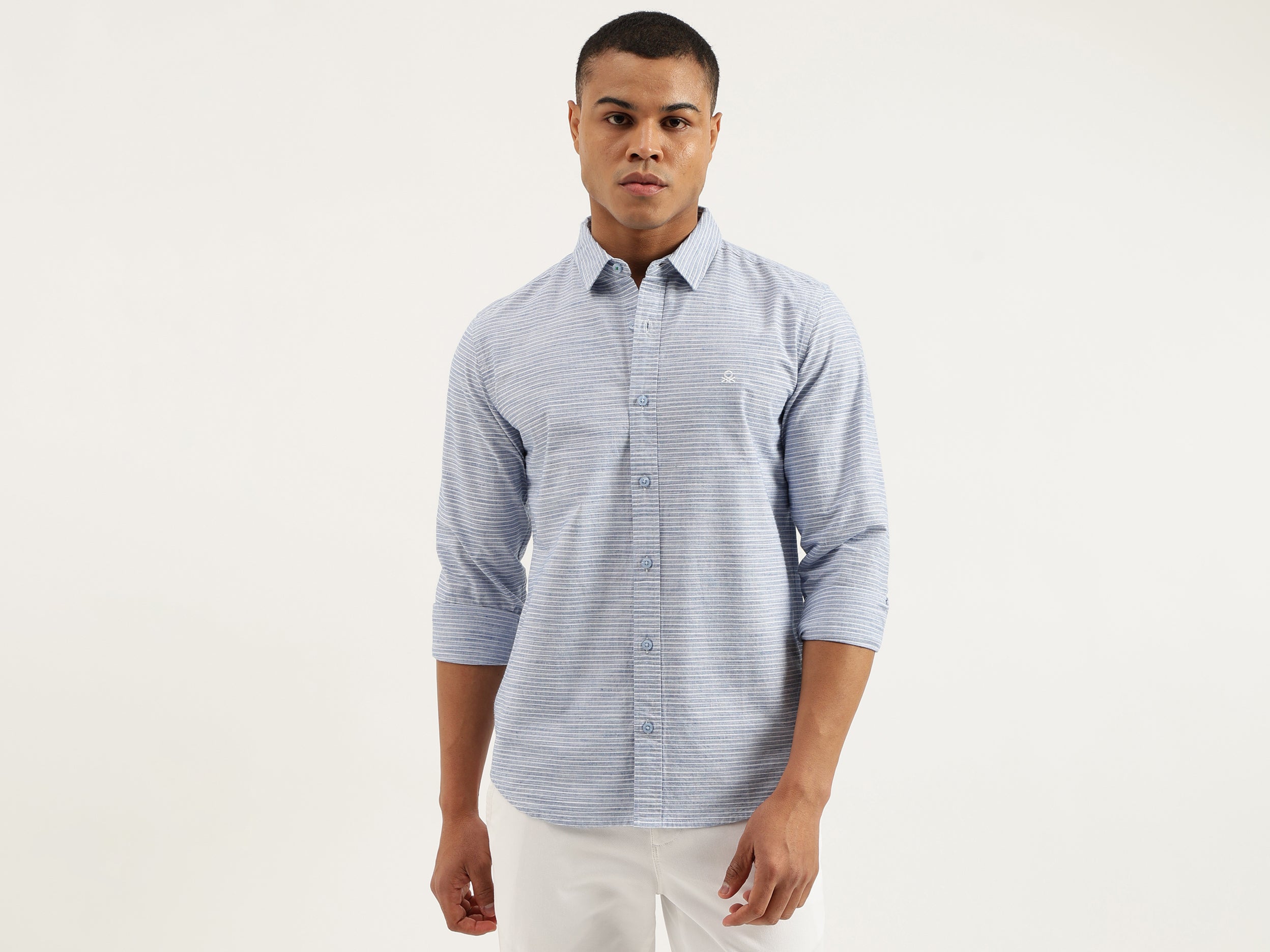 Regular Fit Spread Collar Striped Shirts