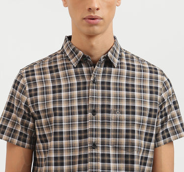 Regular Fit Spread Collar Checkered Shirts