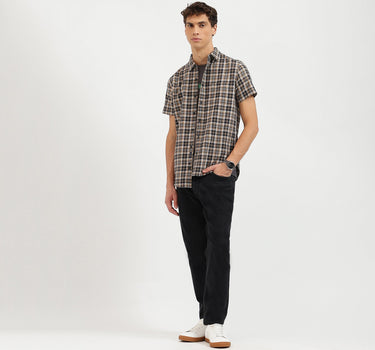 Regular Fit Spread Collar Checkered Shirts