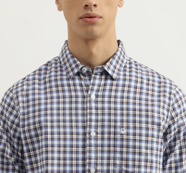 Regular Fit Spread Collar Checkered Shirts