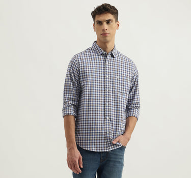 Regular Fit Spread Collar Checkered Shirts