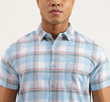 Regular Fit Spread Collar Checkered Shirts