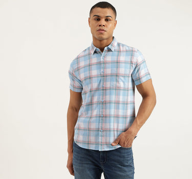 Regular Fit Spread Collar Checkered Shirts