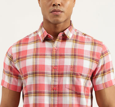 Regular Fit Spread Collar Checkered Shirts