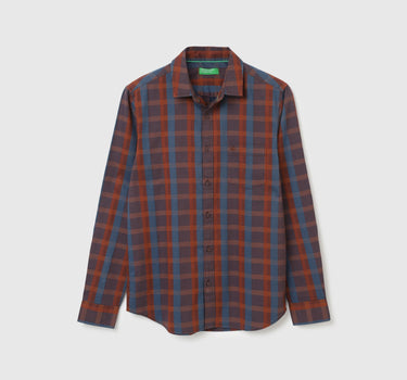 Regular Fit Spread Collar Checkered Shirts