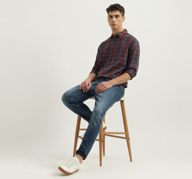 Regular Fit Spread Collar Checkered Shirts