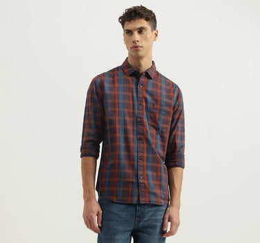 Regular Fit Spread Collar Checkered Shirts