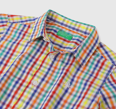 Regular Fit Spread Collar Checkered Shirts