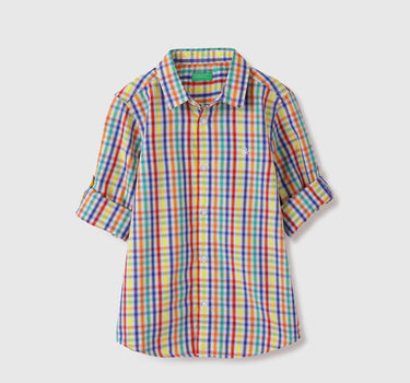 Regular Fit Spread Collar Checkered Shirts