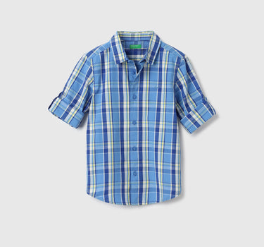 Regular Fit Spread Collar Checkered Shirts