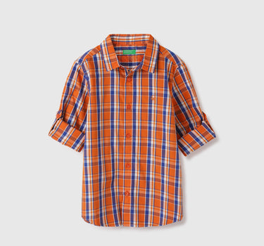 Regular Fit Spread Collar Checkered Shirts