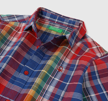 Regular Fit Spread Collar Checkered Shirts