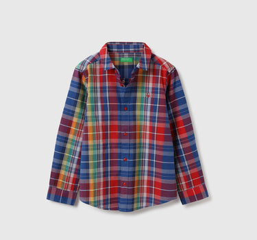 Regular Fit Spread Collar Checkered Shirts