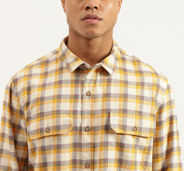 Regular Fit Spread Collar Checkered Shirts