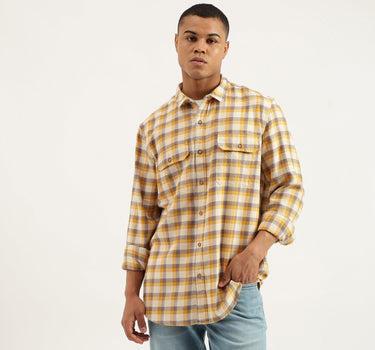 Regular Fit Spread Collar Checkered Shirts