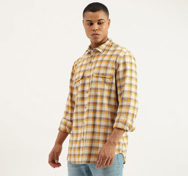 Regular Fit Spread Collar Checkered Shirts