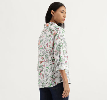 Spread Collar Floral Print Shirts