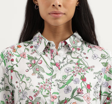 Spread Collar Floral Print Shirts