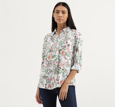 Spread Collar Floral Print Shirts