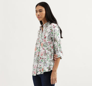 Spread Collar Floral Print Shirts