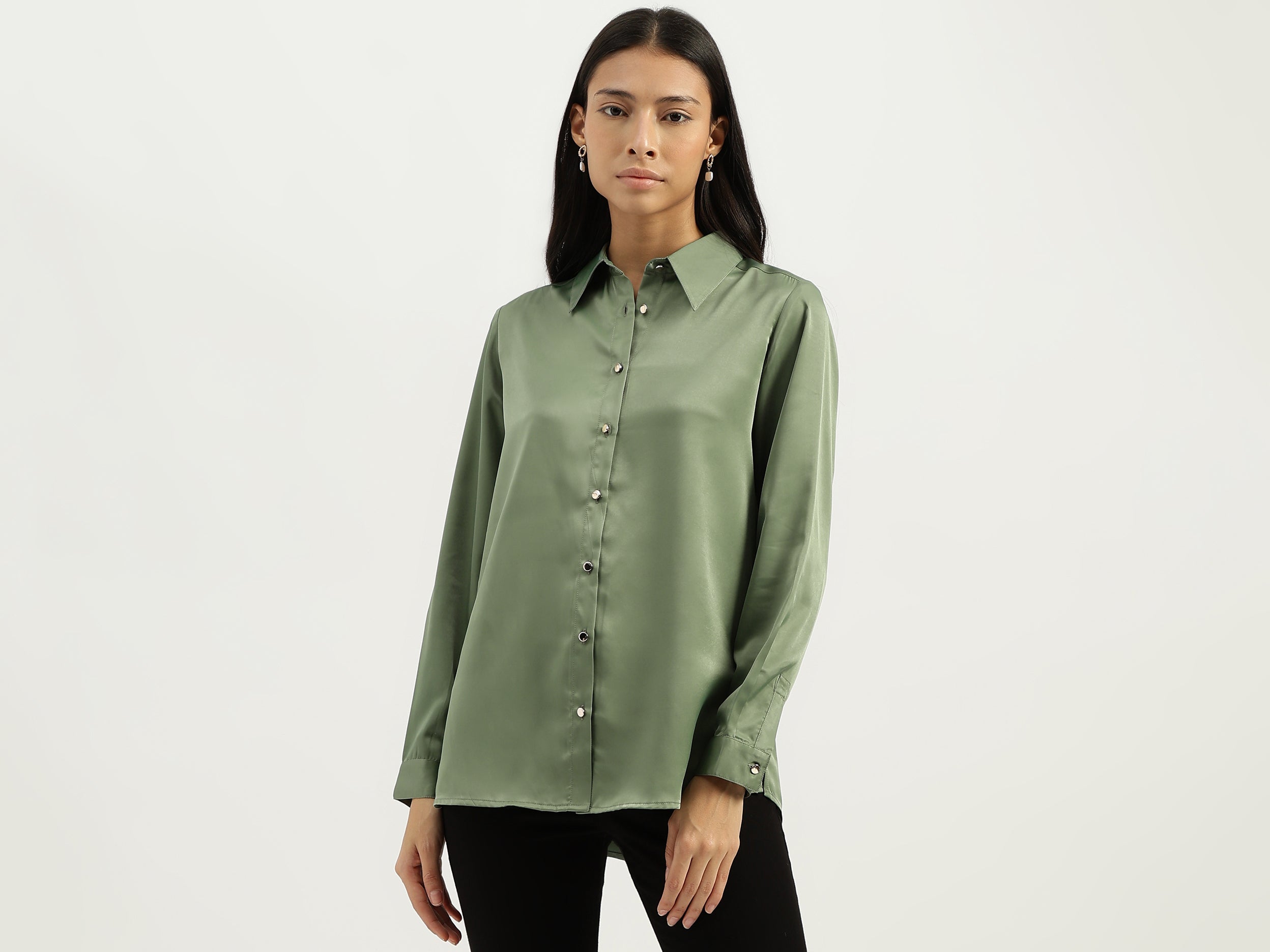 Spread Collar Solid Shirts