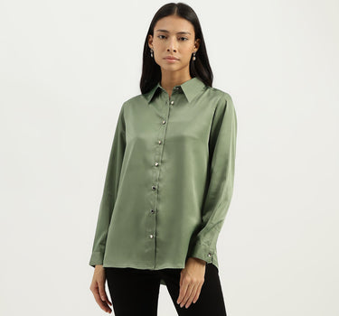 Spread Collar Solid Shirts