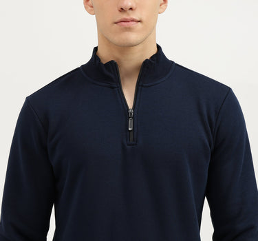 Slim Fit Zip Neck Solid Sweatshirts