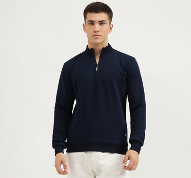 Slim Fit Zip Neck Solid Sweatshirts