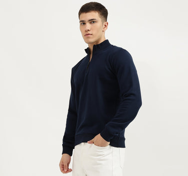 Slim Fit Zip Neck Solid Sweatshirts