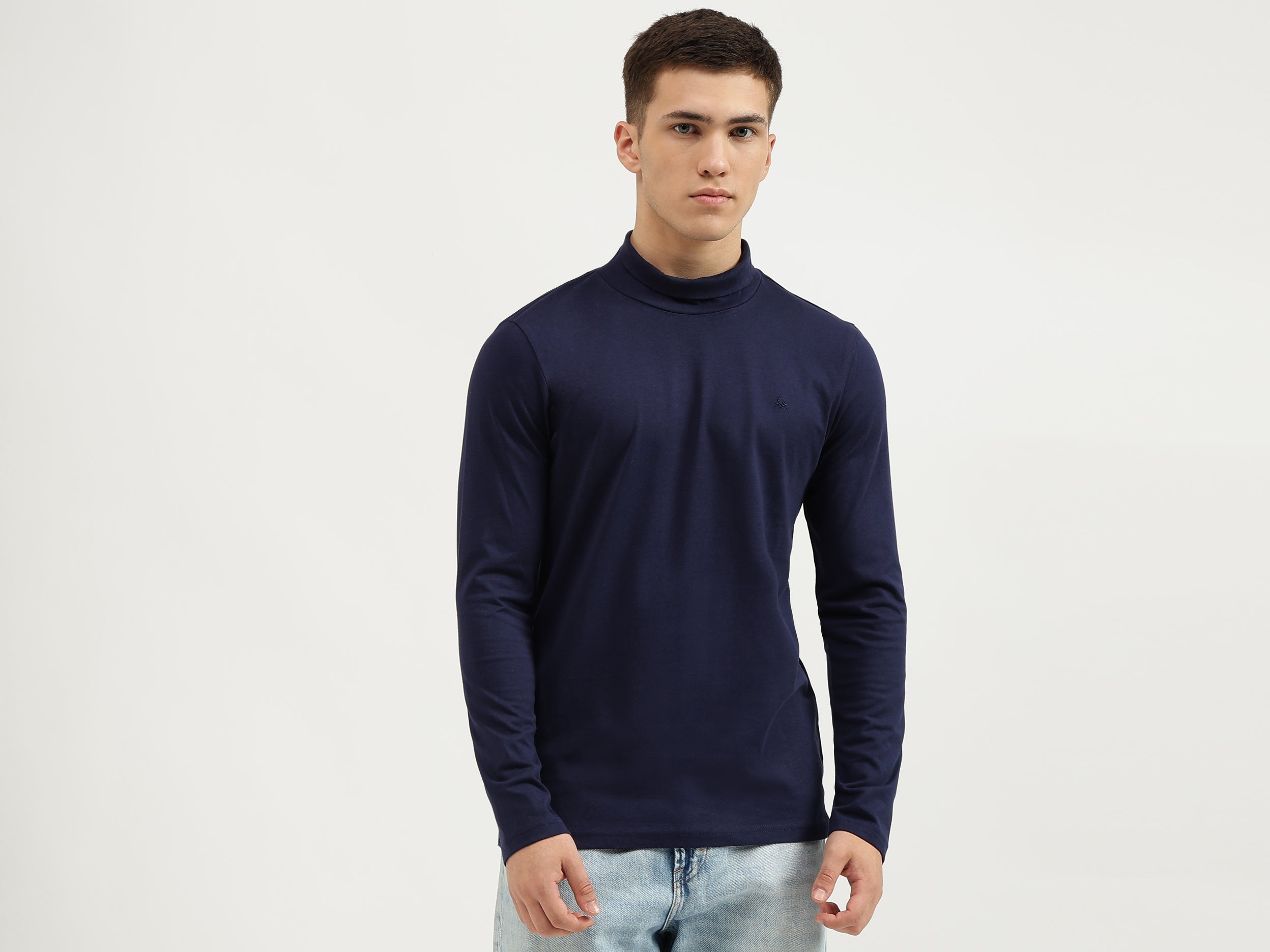 Slim Fit Turtle Neck Solid T-Shirt