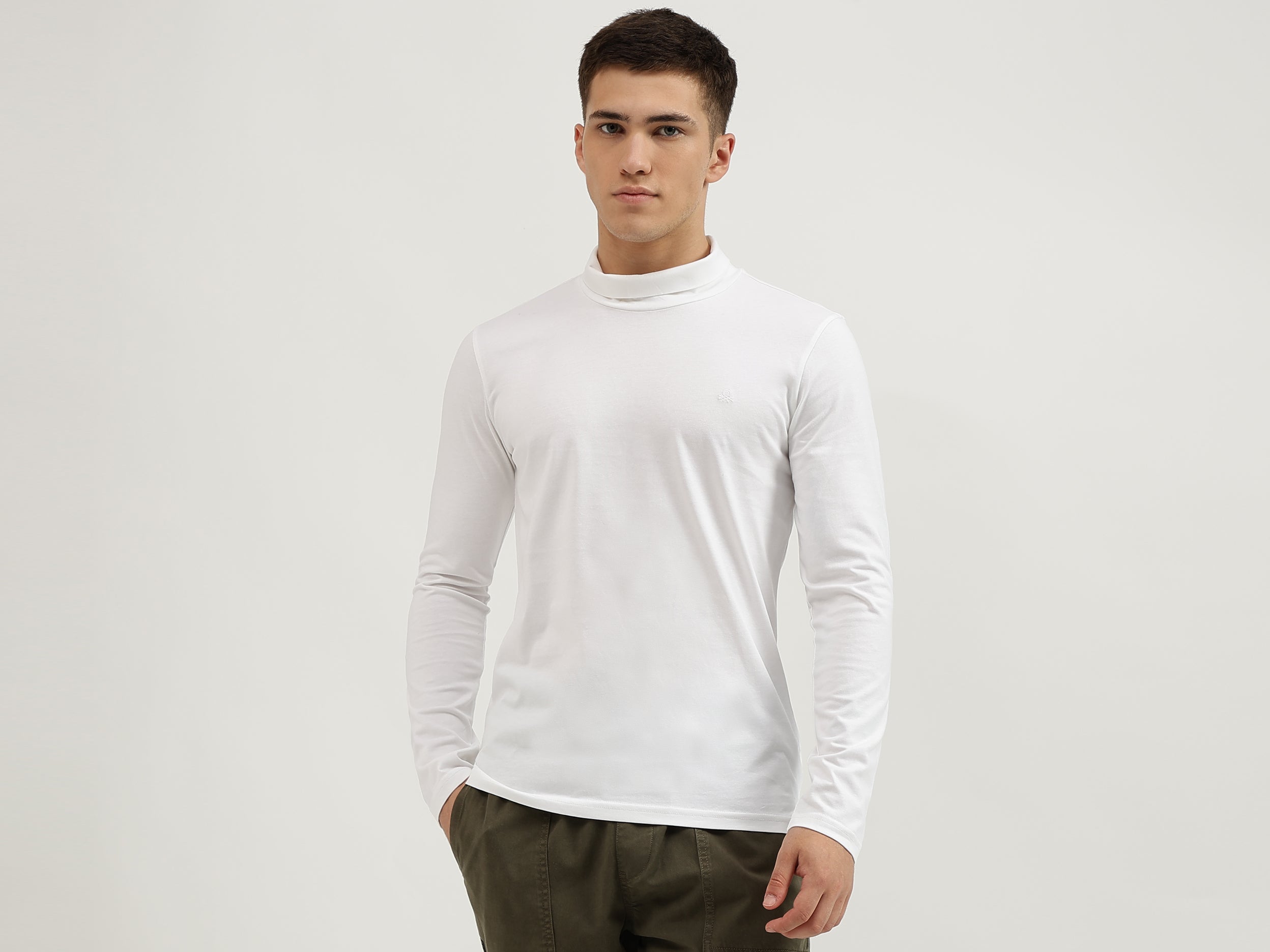 Slim Fit Turtle Neck Solid T-Shirt