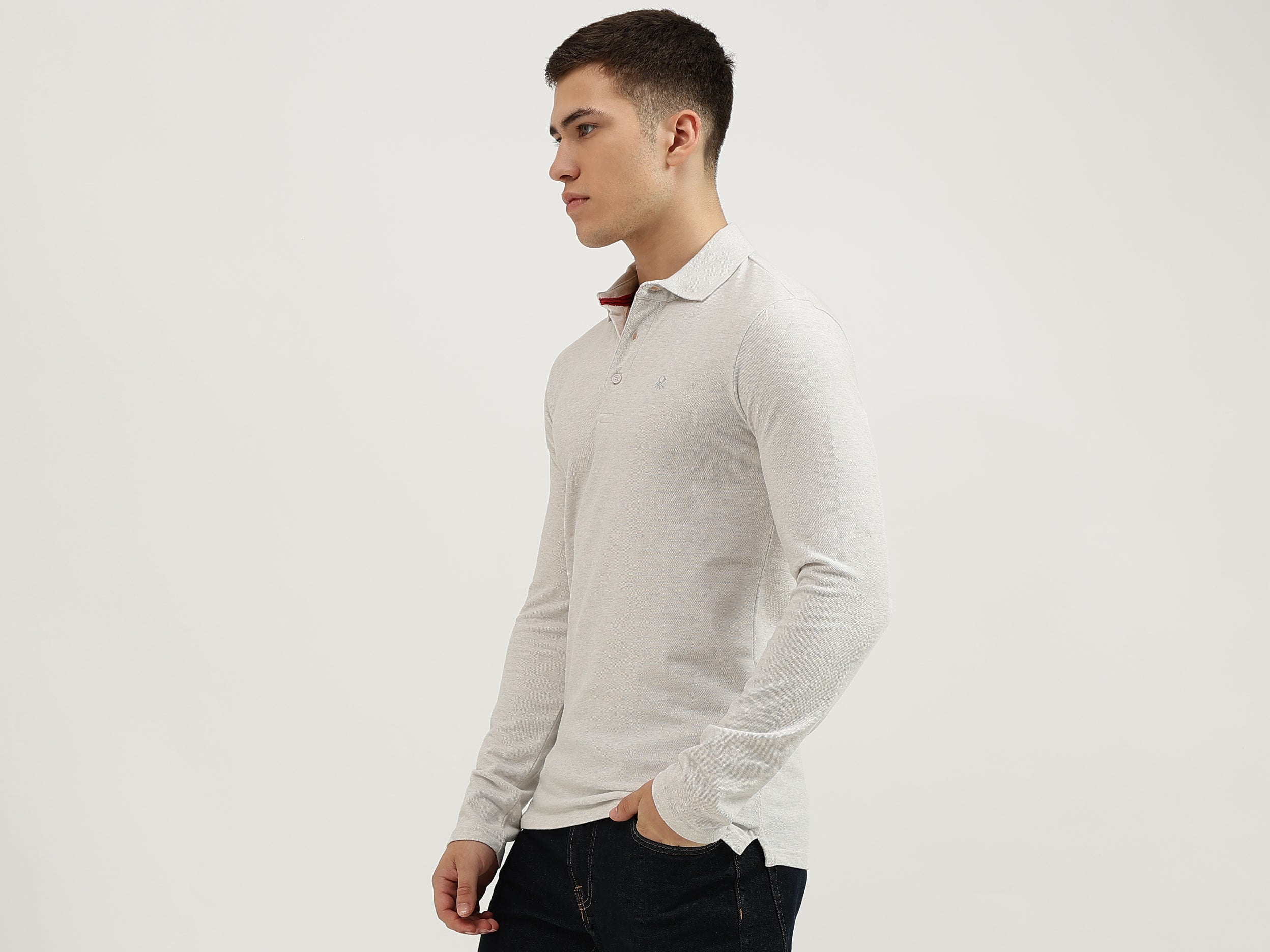Slim Fit Polo Neck Solid T-Shirt - Main Image