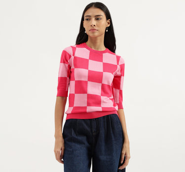 Round Neck Checkered Top