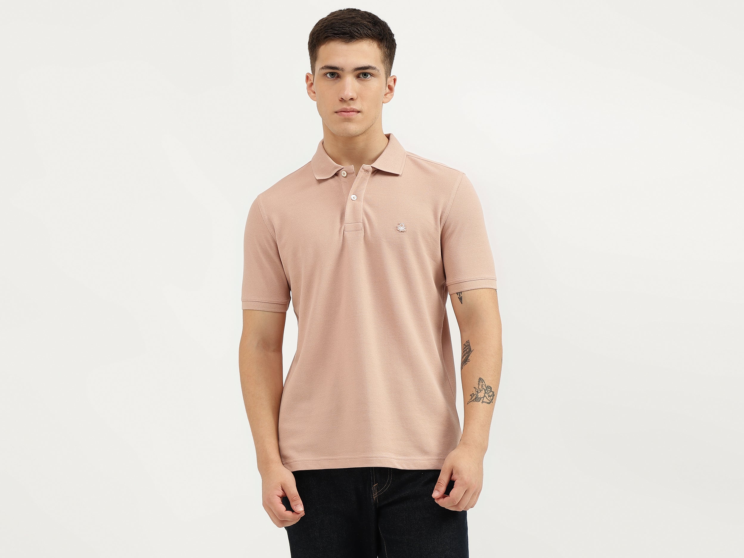 Regular Fit Polo Neck Solid T-Shirt