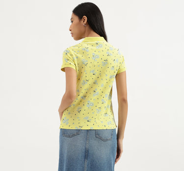 Polo Neck Floral Print Tshirt