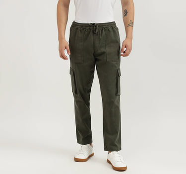 Solid Relaxed Fit Cargo Pant