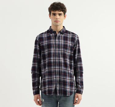 Regular Fit Spread Collar Checkered Shirt