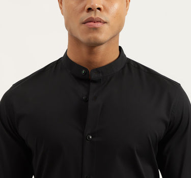 Slim Fit Mandarin Collar Solid Shirts