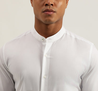 Slim Fit Mandarin Collar Solid Shirts