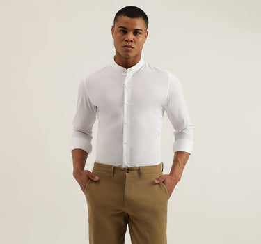 Slim Fit Mandarin Collar Solid Shirts