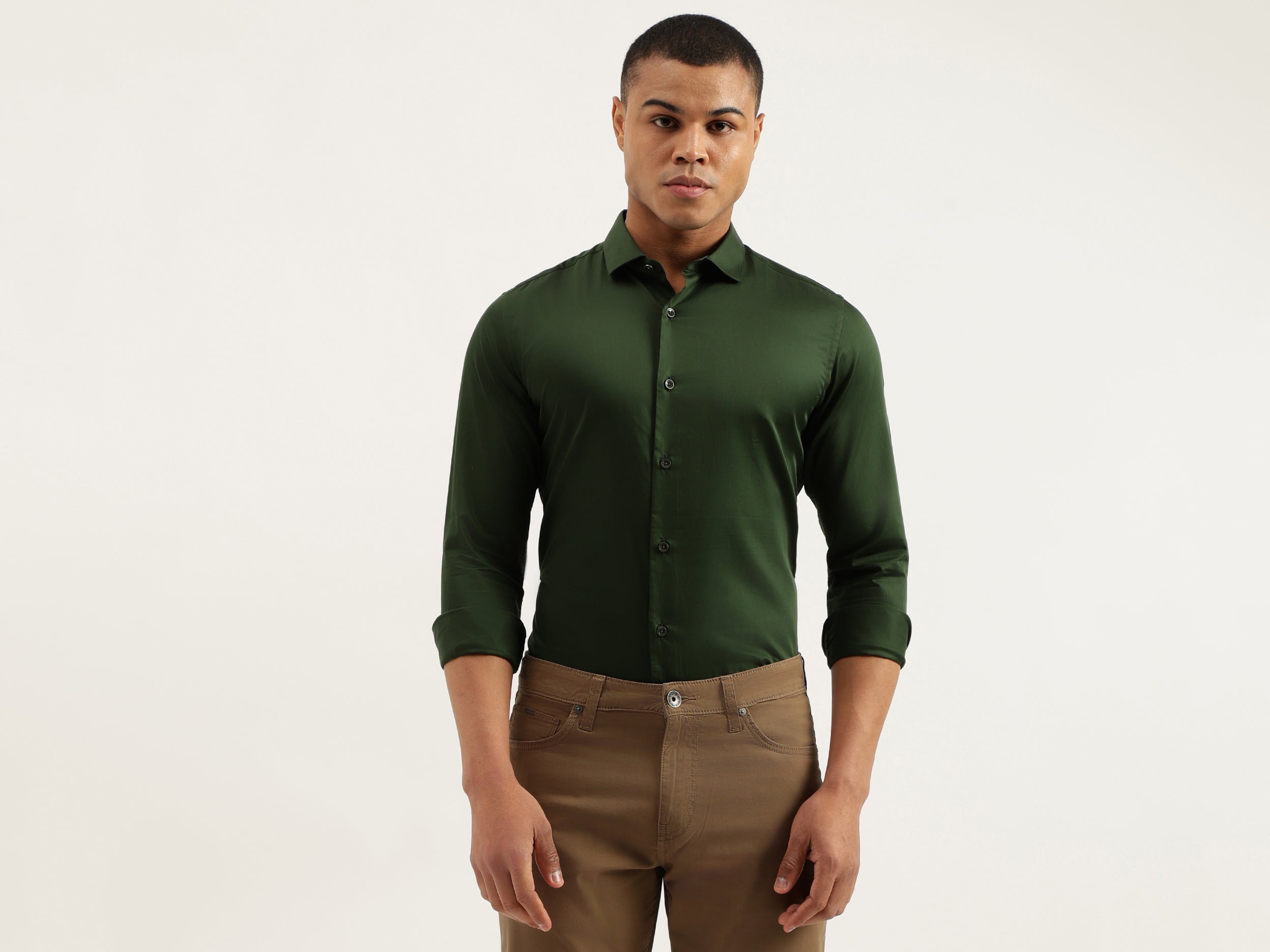 Slim Fit Cut Away Solid Shirts