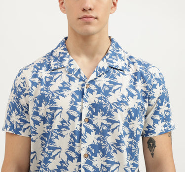 Regular Fit Spread Collar Botanical Print Shirts