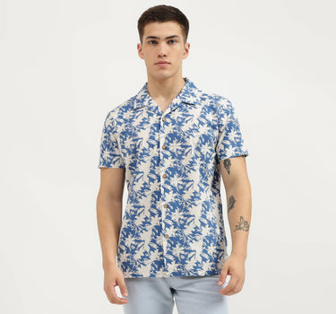 Regular Fit Spread Collar Botanical Print Shirts