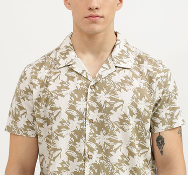 Regular Fit Spread Collar Botanical Print Shirts