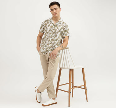 Regular Fit Spread Collar Botanical Print Shirts