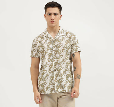 Regular Fit Spread Collar Botanical Print Shirts