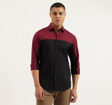 Slim Fit Cut Away Colorblock Shirts