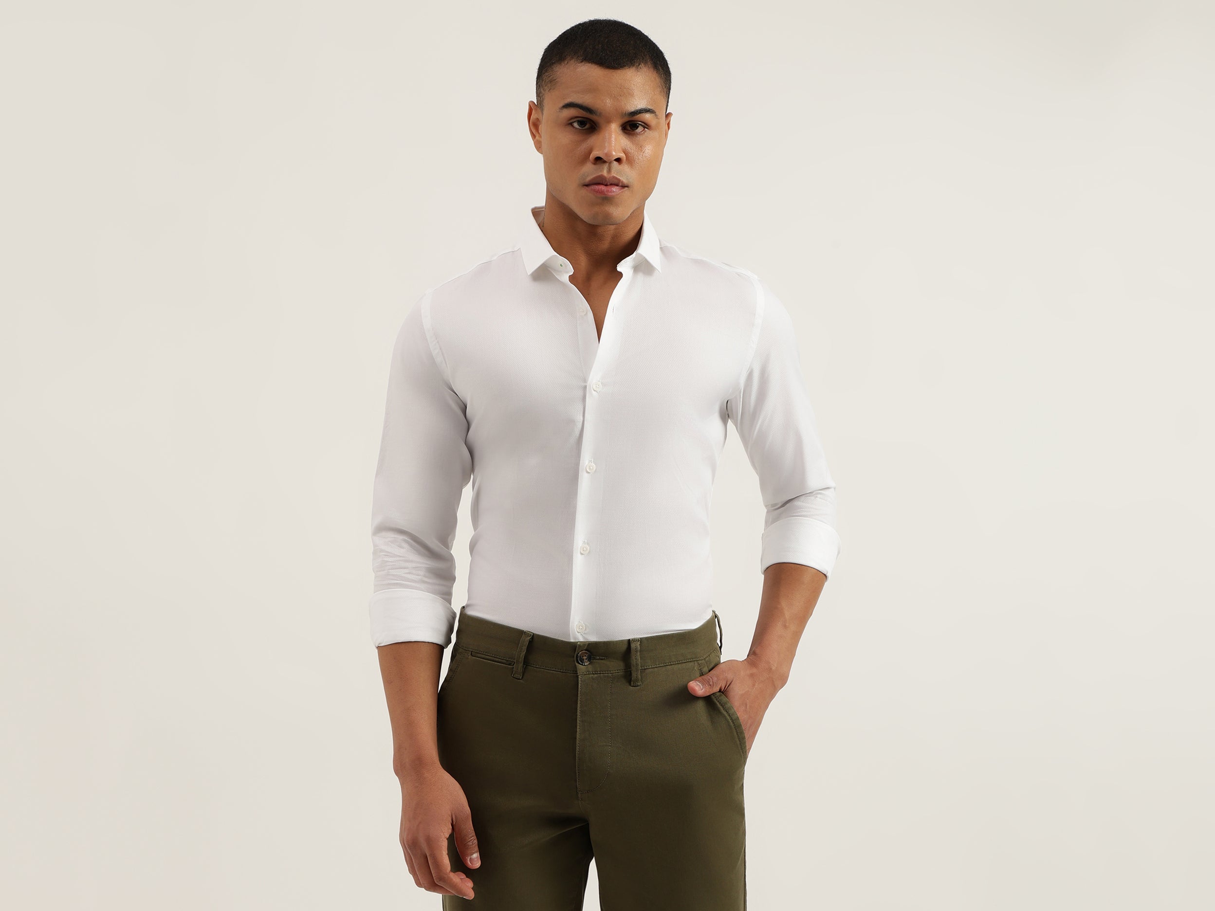 Slim Fit Cut Away Solid Shirts