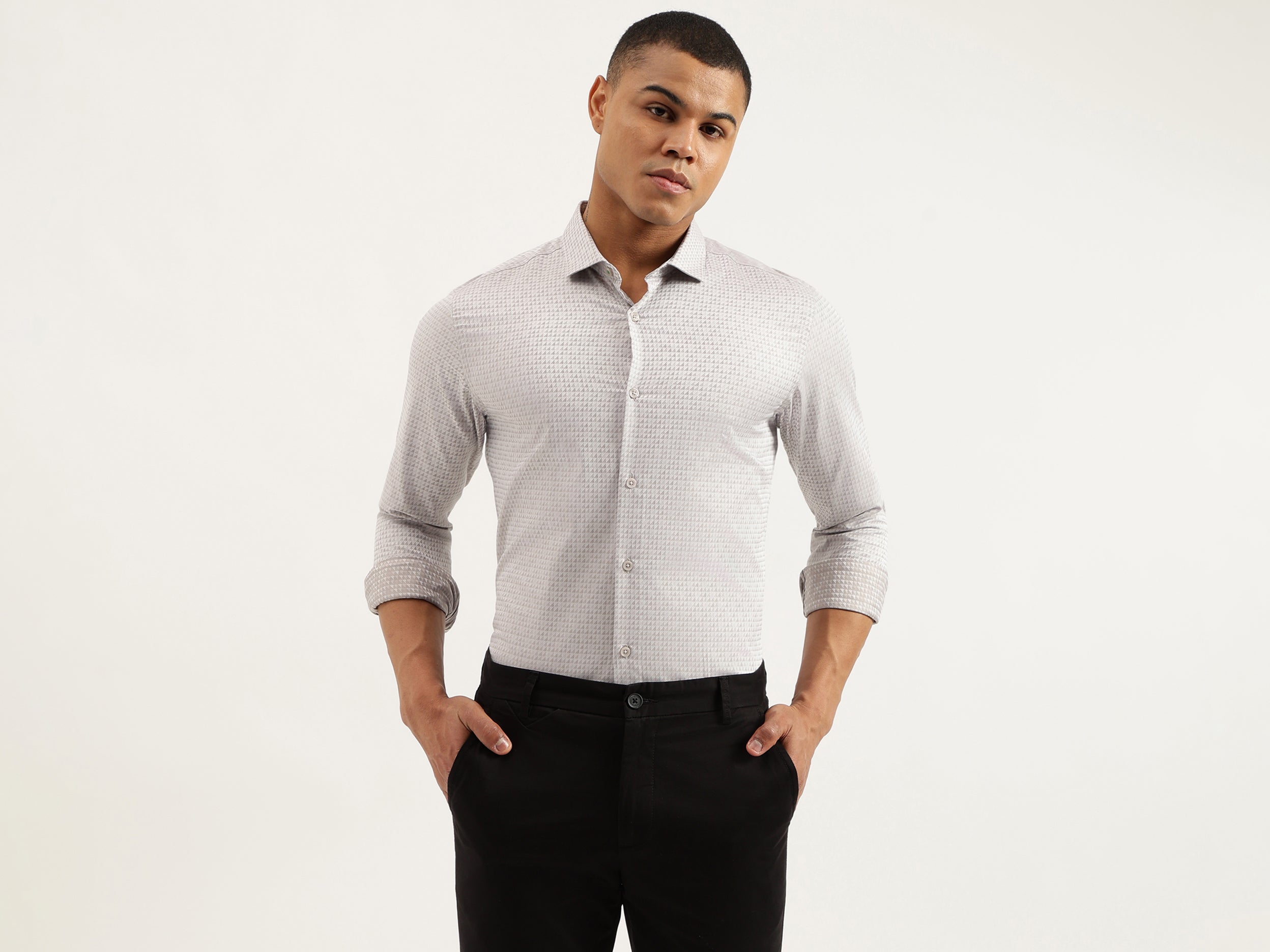 Slim Fit Cut Away Printed Shirts