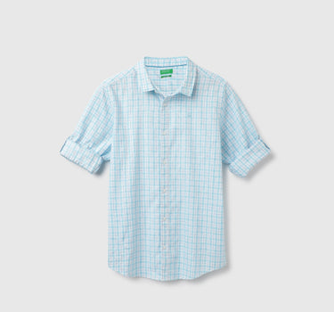 Regular Fit Spread Collar Checkered Shirts